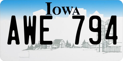 IA license plate AWE794