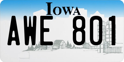 IA license plate AWE801
