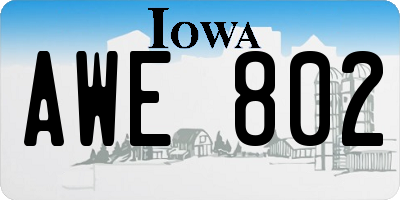 IA license plate AWE802