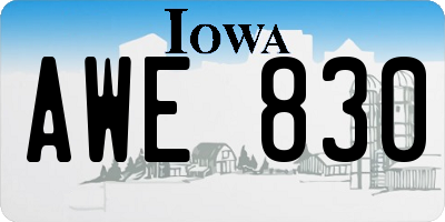 IA license plate AWE830