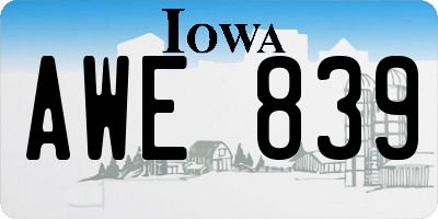 IA license plate AWE839