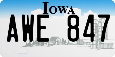 IA license plate AWE847