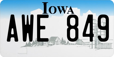 IA license plate AWE849
