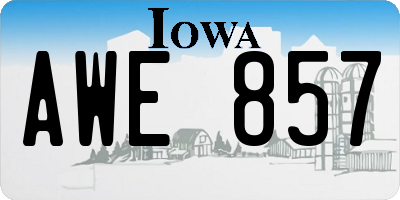 IA license plate AWE857