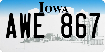 IA license plate AWE867