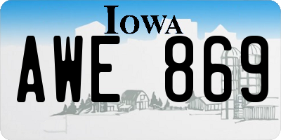 IA license plate AWE869