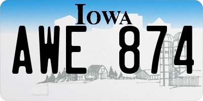 IA license plate AWE874