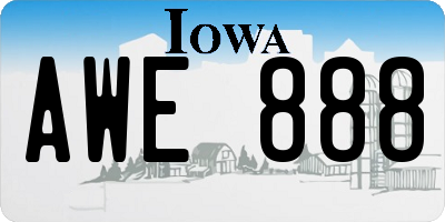 IA license plate AWE888