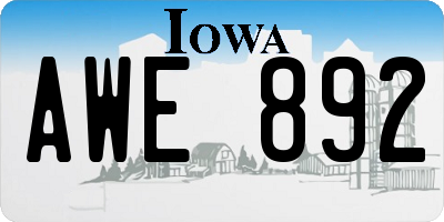 IA license plate AWE892