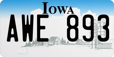 IA license plate AWE893