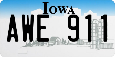 IA license plate AWE911