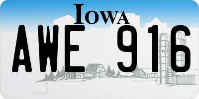 IA license plate AWE916