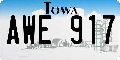 IA license plate AWE917