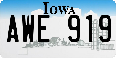 IA license plate AWE919
