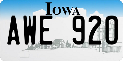 IA license plate AWE920