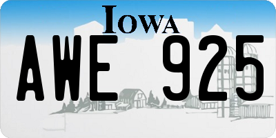 IA license plate AWE925