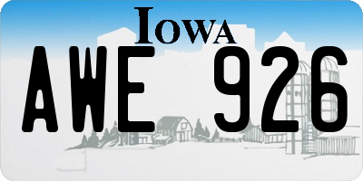 IA license plate AWE926