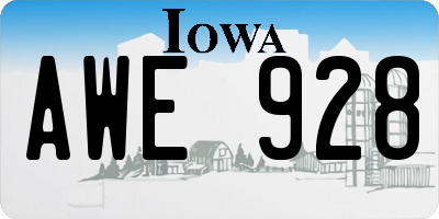 IA license plate AWE928