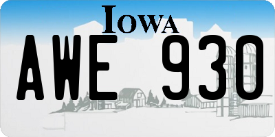 IA license plate AWE930