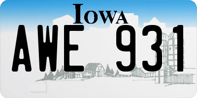 IA license plate AWE931
