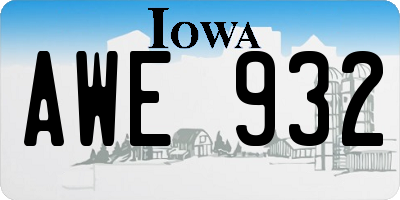 IA license plate AWE932