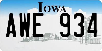 IA license plate AWE934