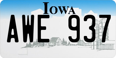 IA license plate AWE937
