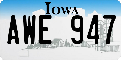IA license plate AWE947