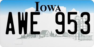 IA license plate AWE953