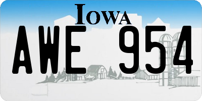 IA license plate AWE954