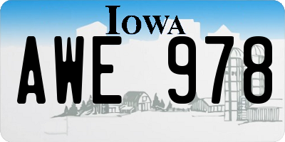 IA license plate AWE978