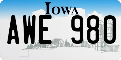 IA license plate AWE980