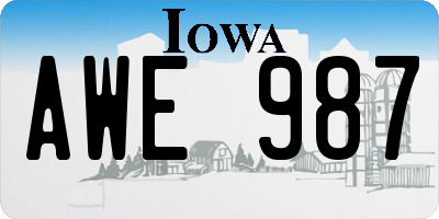IA license plate AWE987