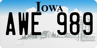 IA license plate AWE989