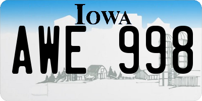 IA license plate AWE998