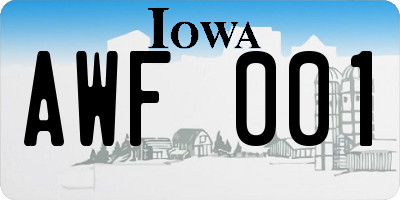 IA license plate AWF001