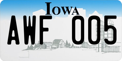 IA license plate AWF005