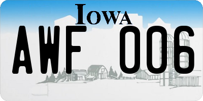 IA license plate AWF006