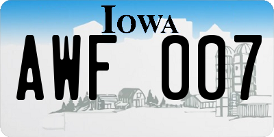 IA license plate AWF007