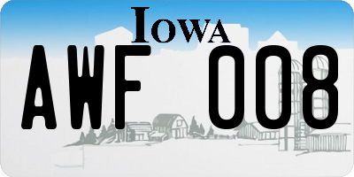 IA license plate AWF008