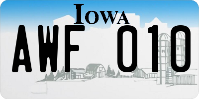 IA license plate AWF010