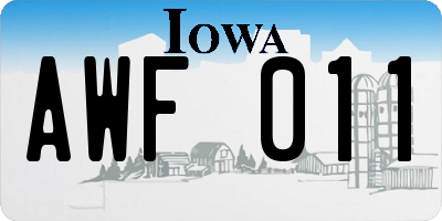 IA license plate AWF011