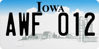 IA license plate AWF012