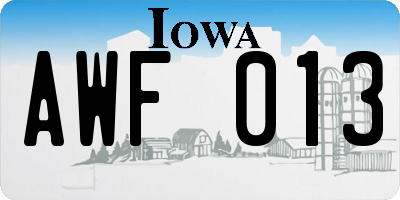 IA license plate AWF013