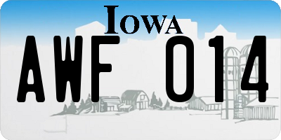 IA license plate AWF014