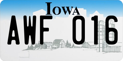 IA license plate AWF016