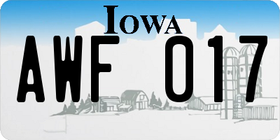 IA license plate AWF017