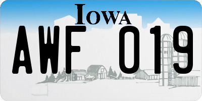 IA license plate AWF019