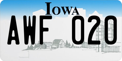 IA license plate AWF020