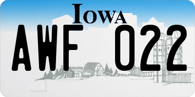 IA license plate AWF022